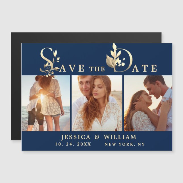 Eucalyptus 3 PHOTO Save the Date Magnetic Card (Front/Back)