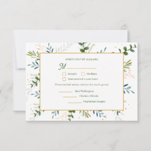 Eucalyptus 3 three meal choice wedding  RSVP card