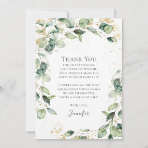 Eucalyptus 50th Birthday Thank You Card