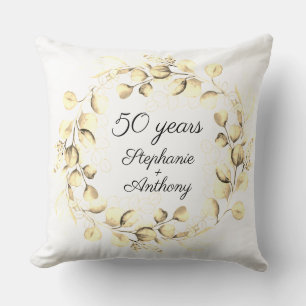 Eucalyptus 50th Golden Wedding Anniversary  Cushion