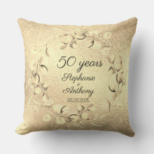 Eucalyptus 50th Golden Wedding Anniversary Cushion