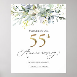 Eucalyptus 55th Wedding Anniversary Welcome Sign