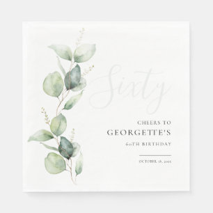 Eucalyptus 60th Adult Birthday Party Paper Napkin