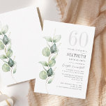 Eucalyptus 60th Birthday Greenery Invitation<br><div class="desc">It could be surprise party or another special decade achieved. This 60th birthday party invitation featuring eucalyptus greenery design with modern popular typography can easily be edited to suit any birthday or anniversary celebration.

You can change the wording,  birthday details and the background color by clicking the "Personalize" button</div>