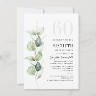 Eucalyptus 60th Birthday Party Botanical Invitation