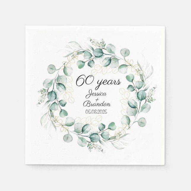 Eucalyptus 60th Diamond Wedding Anniversary  Napkin (Front)