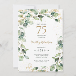 Eucalyptus 75th Birthday Invitation