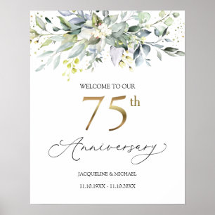 Eucalyptus 75th Wedding Anniversary Welcome Sign