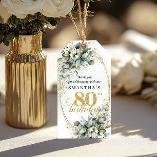Eucalyptus 80th Birthday Green And Gold Tag