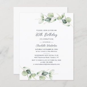 Eucalyptus 80th Birthday Party Invitation