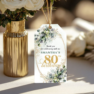 Eucalyptus 80th Birthday Watercolor Green Tag