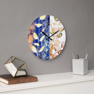 Eucalyptus Abstract Painting Large Clock