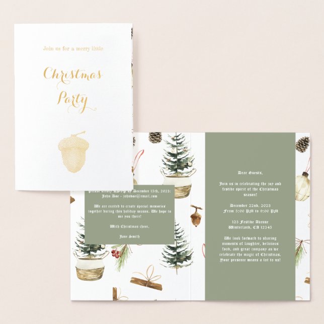 Eucalyptus Acorns Christmas Invitation Card (Display)