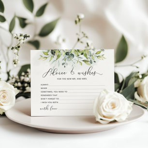 Eucalyptus advice and wishes bridal shower card