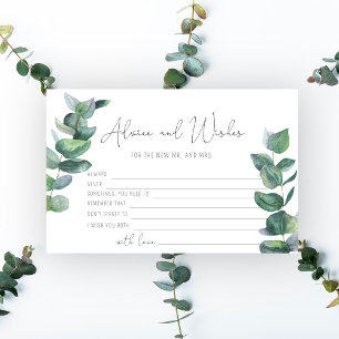Eucalyptus - advice and wishes bridal shower stationery