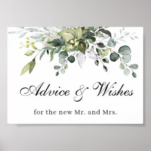 Eucalyptus Advice and Wishes Wedding Poster Sign