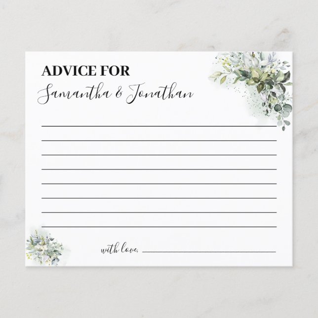 Eucalyptus Advice for Couple Bridal Shower card (Front)