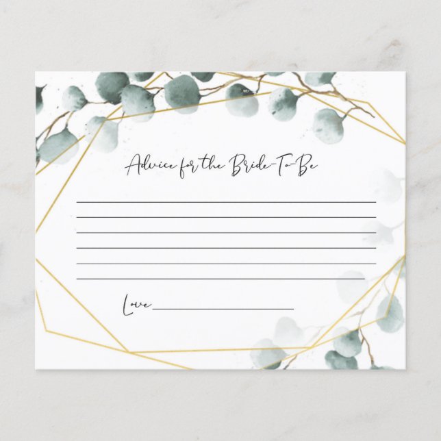 Eucalyptus Advice for the Bride-To-Be Cards (Front)