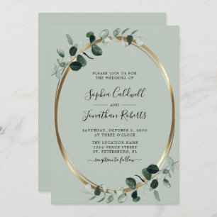 Eucalyptus All in One QR Code RSVP Sage Wedding In Invitation