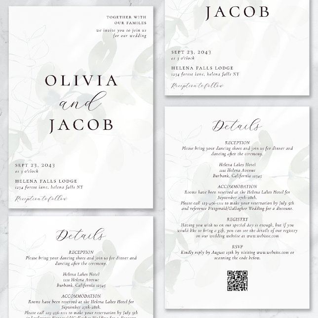 Eucalyptus All in One Wedding QR code Invitation (Creator Uploaded)