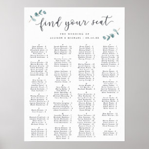 Eucalyptus Alphabetical Wedding Seating Chart