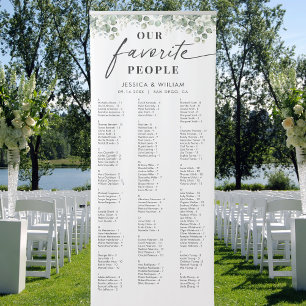 Eucalyptus Alphabetical Wedding Seating Chart Retractable Banner