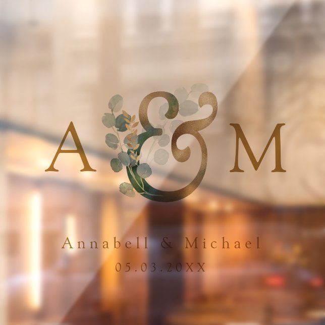 Eucalyptus, Ampersand, Monogram, Wedding Window Cling (Sheet 2)