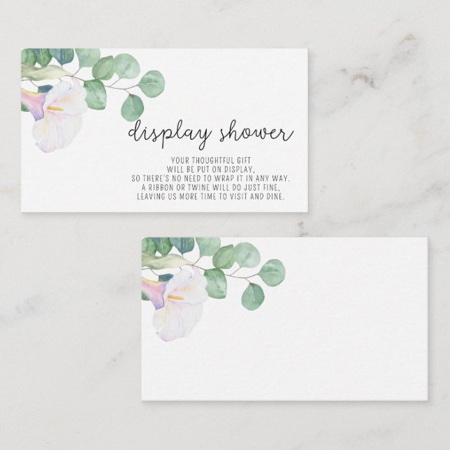 Eucalyptus and calla - Display Shower Enclosure Card (Front/Back)