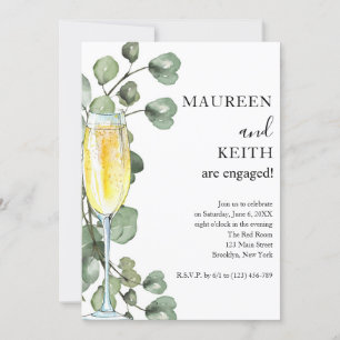 Eucalyptus and Champagne Engagement Party Invitati Invitation