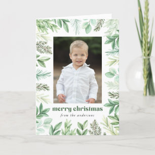 Eucalyptus and Evergreen 2 Photo Holiday Card