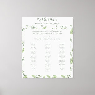Eucalyptus and Fern Wedding Seating Plan Canvas Print