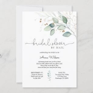 Eucalyptus and Gold Bridal Shower by Mail Invitation