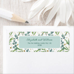 Eucalyptus And Gold Glitter Wedding Return Address