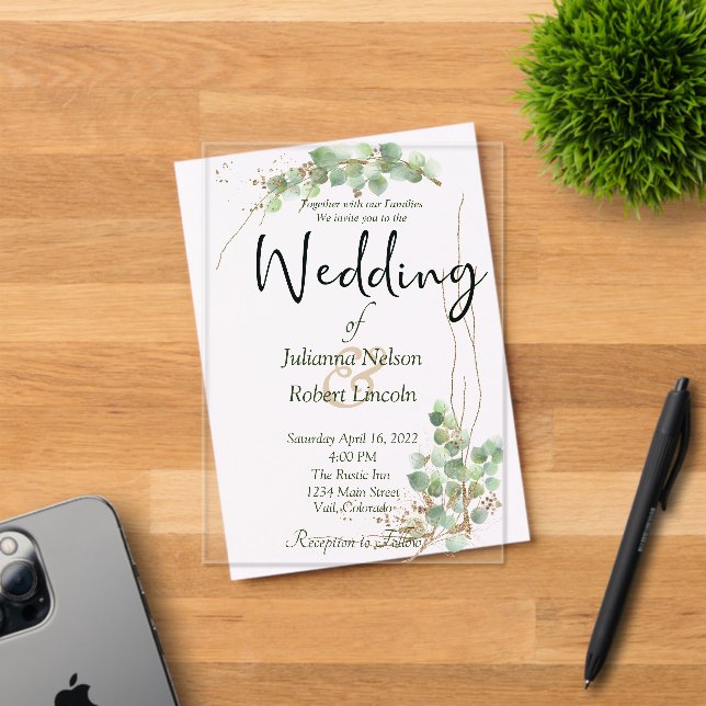 Eucalyptus and gold wedding invitation (Insitu (Invitation Card))