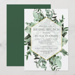 Eucalyptus and Greenery Watercolor Bridal Brunch Invitation