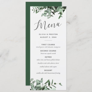 Eucalyptus and Greenery Watercolor Wedding Menu