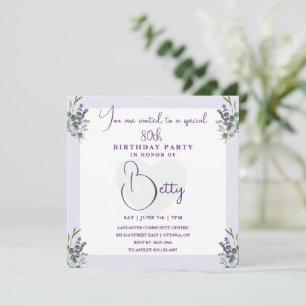 Eucalyptus and Lavender 100th Birthday Invitation