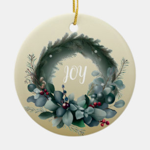 Eucalyptus and Pine Branch Wreath Ceramic Tree Decoration