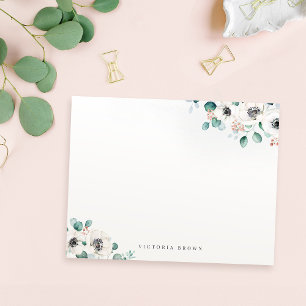 Eucalyptus Anemone Floral Personalised Stationery  Card