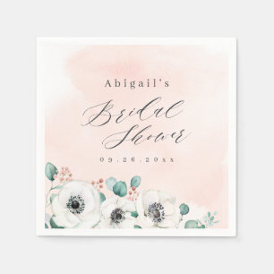Eucalyptus anemone floral rustic bridal shower  napkin