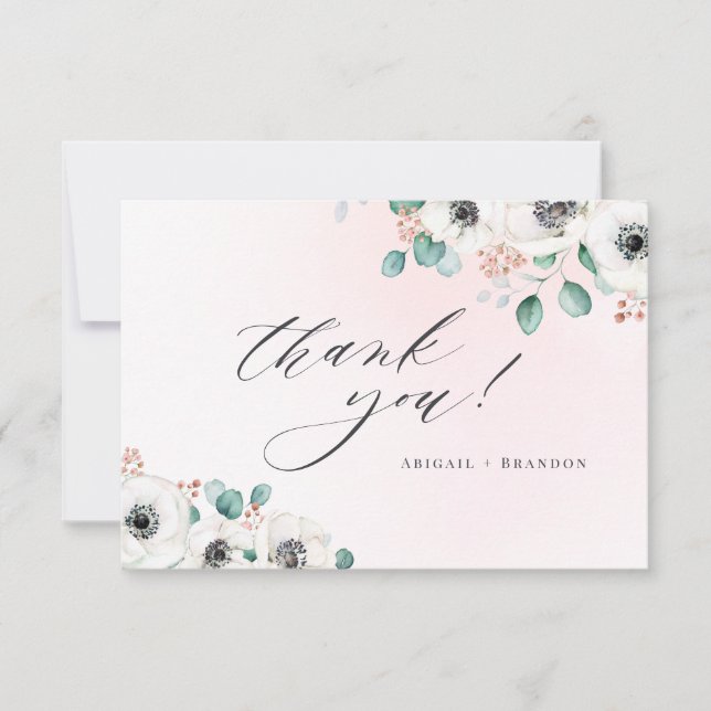 Eucalyptus anemone floral rustic thank you  card (Front)