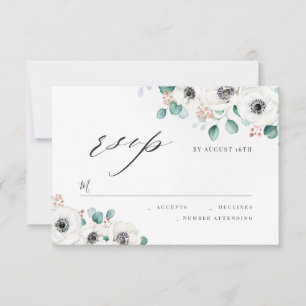 Eucalyptus anemone floral rustic wedding RSVP