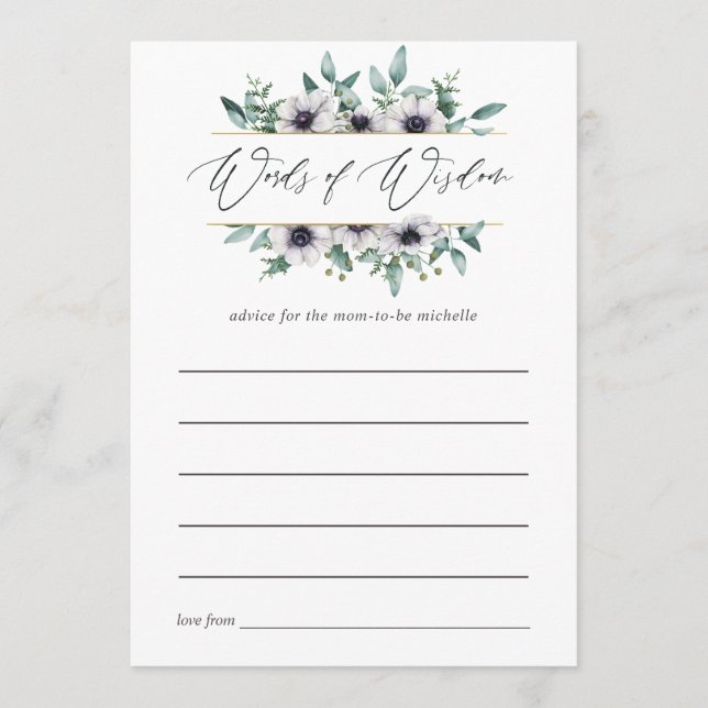 Eucalyptus Anemone Geometric Baby Shower Advice (Front)