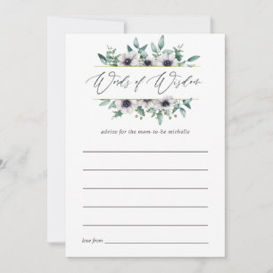 Eucalyptus Anemone Geometric Baby Shower Advice Card