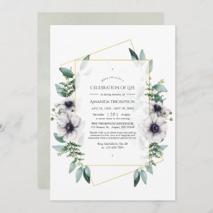 Eucalyptus Anemone Geometric Celebration of Life Invitation