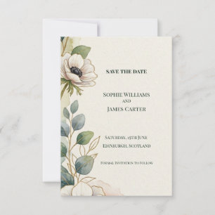 Eucalyptus Anemone Save The Date Card