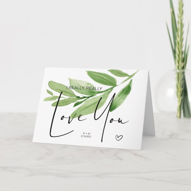 Eucalyptus Anniversary Gift for Husband Love You Card (Front)