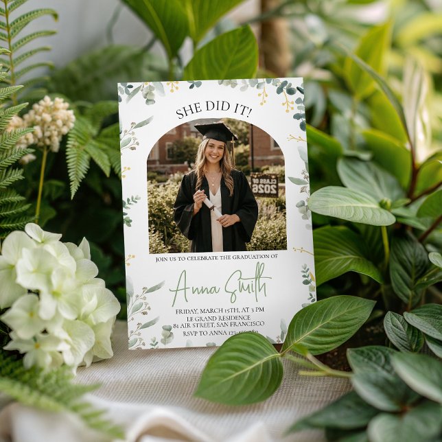 Eucalyptus Arch Photo Graduation Invitation (Creator Uploaded)