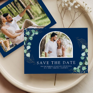 Eucalyptus Arch Photo Navy Blue Wedding Save The Date