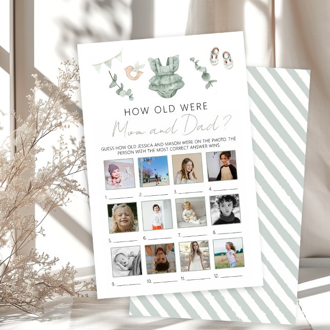 Eucalyptus Baby Girl Shower How Old Mum Dad Game (Creator Uploaded)